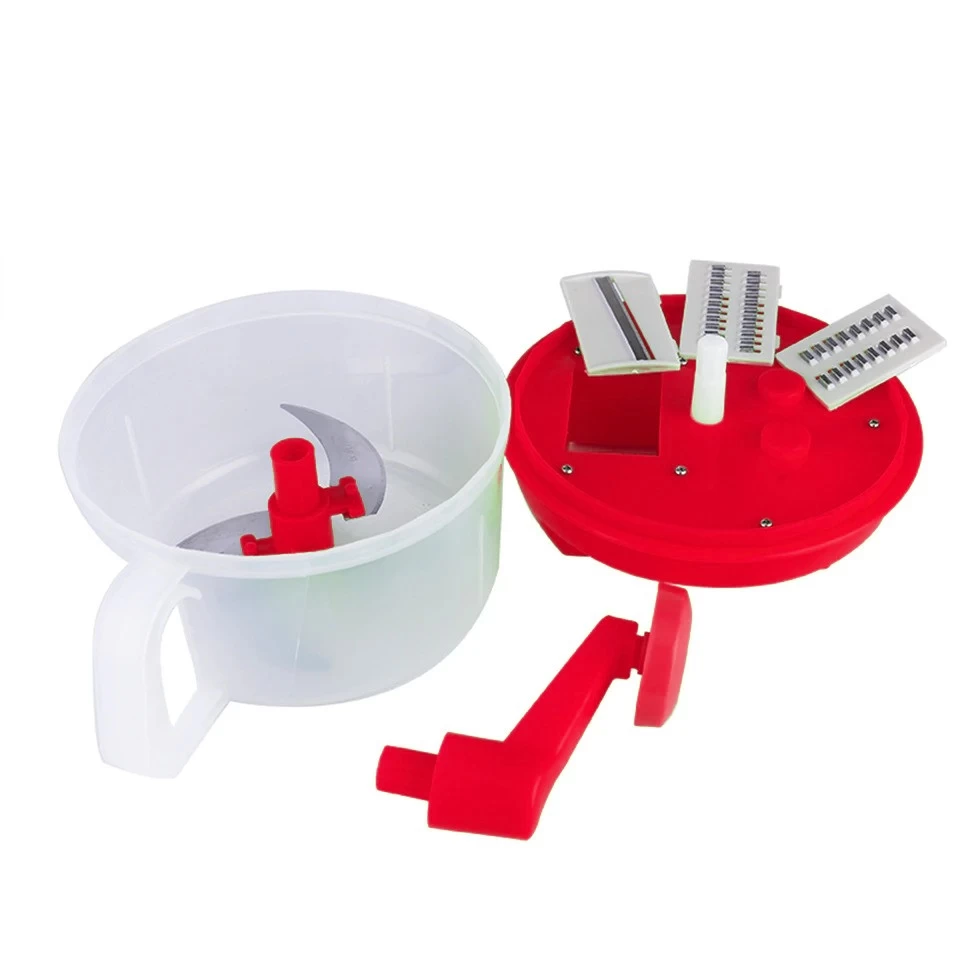 قطاعة لحوم وخضروات يدوية متعددة الوظائف، 6 قطع ، 2 لتر - أحمر و أبيض